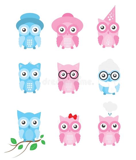 Owl Vetora Collection ajustou se As Ilustrações Bonitos Separadas