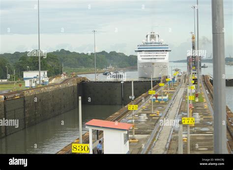 Coral Princess cruise ship passes through the Panama Canal Stock Photo ...