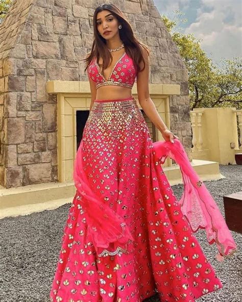 Buy Aromatic Pink Phantom Silk Mirror Work Lehenga Choli