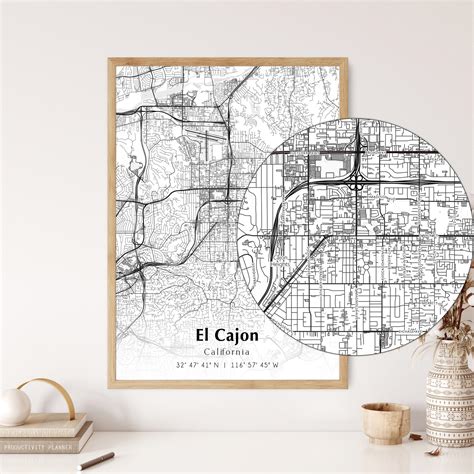 Map of El Cajon Digital File, Modern City Map, El Cajon Printable Map ...