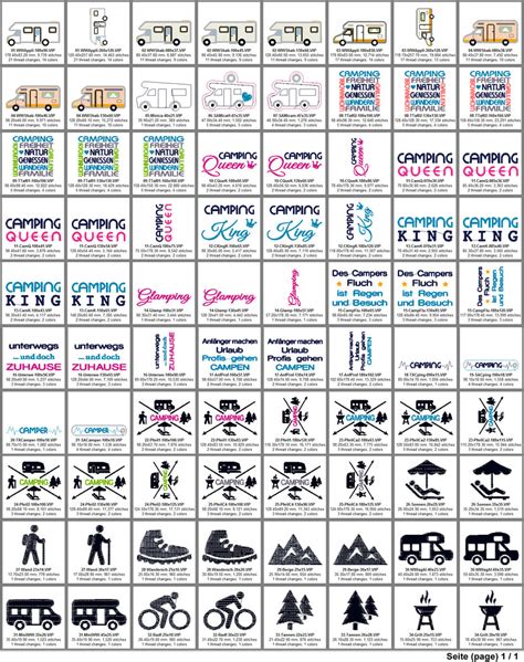 Stickdateien Set Camping 2 Urlaub Wohnwagen Camper Wohnmobil