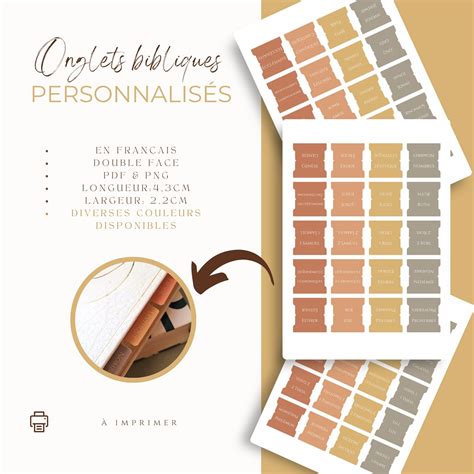 Onglets bibliques en français double face personnalisés, Livres de la
