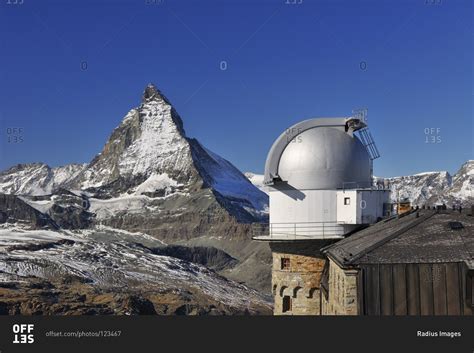 Gornergrat Astronomical Observatory and Hotel with Matterhorn, Zermatt ...