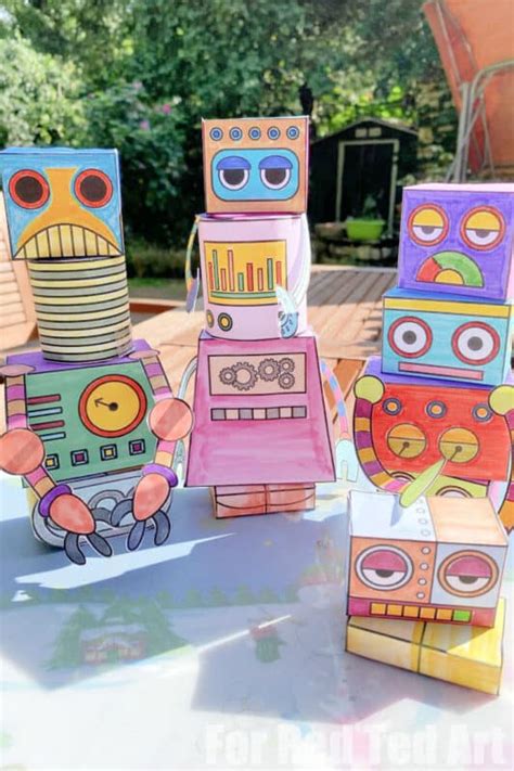 3d Robot Printable Craft Red Ted Art Kids Crafts