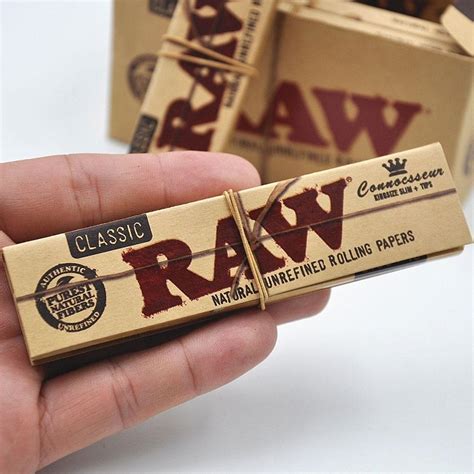 3x Raw Classic Connoisseur Kingsize Slim Papers Tips Smoking