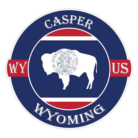 Premium Vector Casper Wyoming Flag Usa Travel Souvenir Seal Stamp