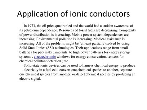 Ppt Application Of Ionic Conductors Powerpoint Presentation Free Download Id 9013250