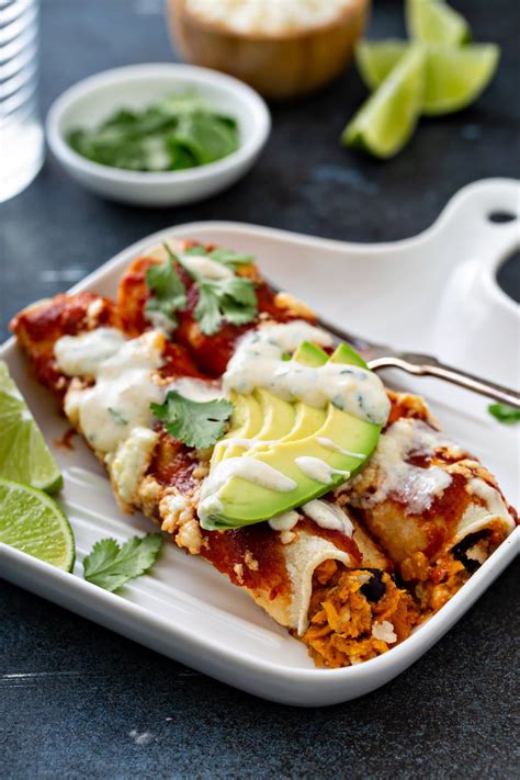 Sweet Potato Enchiladas With Sweet Corn Crema