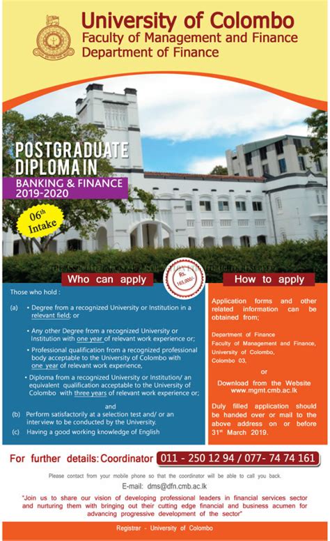 Postgraduate Diploma In Banking Finance Teachmore Lk