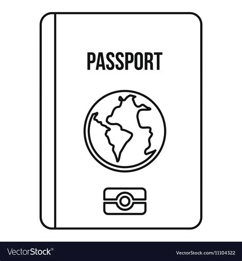 Passport Icon Outline Style Royalty Free Vector Image