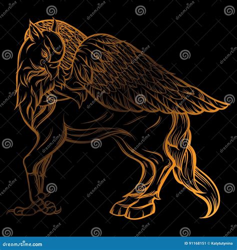 Line Art Hippogriff Logo Design Vector Template | CartoonDealer.com ...