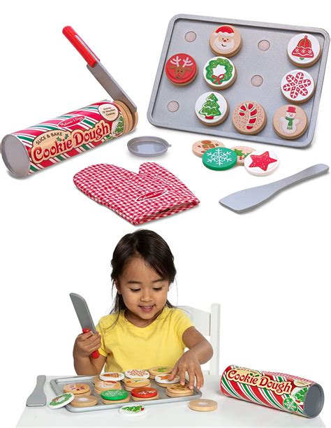 Melissa & Doug Slice and Bake Wooden Christmas Cookie Play Food Set ...