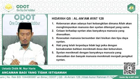 Odot Surah Al Anam Ayat Ancaman Bagi Yang Tidak Istiqamah