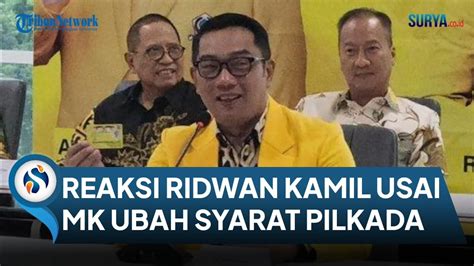 Respons Ridwan Kamil Usai Mk Ubah Ambang Batas Pencalonan Pilkada