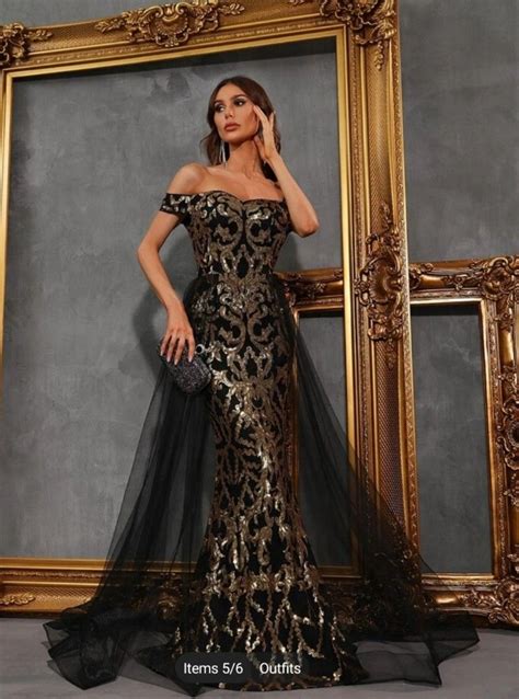 Black And Gold Gown Women S Fashion Dresses Sets Evening Dresses