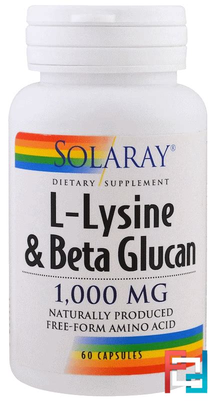 L Lysine Beta Glucan Solaray 1000 Mg 60 Capsules