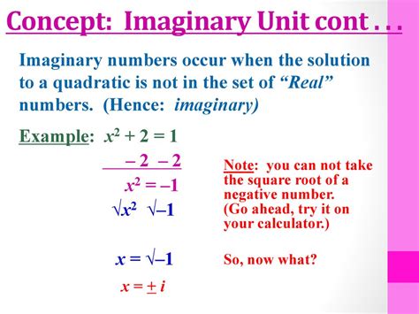 32 Imaginary Numbers Objectives • Define Imaginary” Numbers Ppt