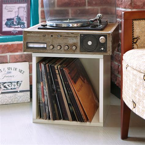 White Vinyl Record Album Storage Cube And Stackable Shelf Way Basics