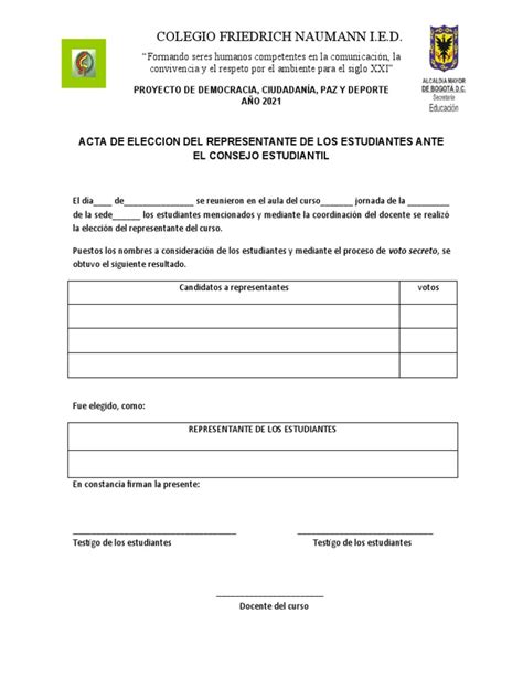 Acta De Elección Representantes Pdf Formas De Gobierno Gobierno