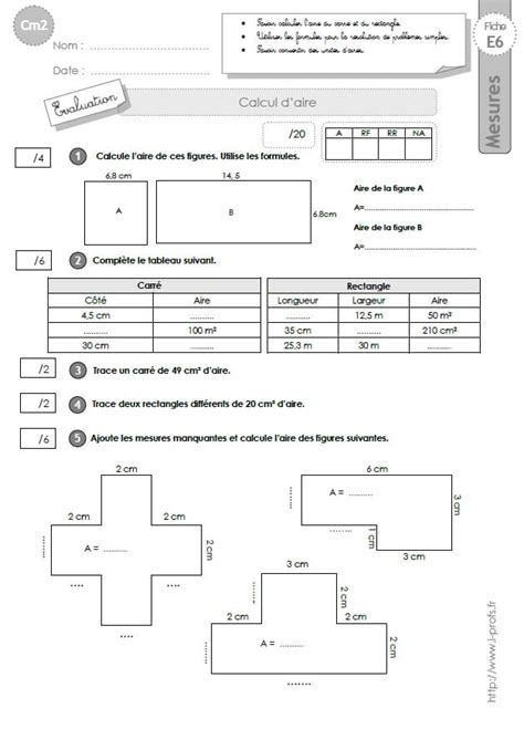 Cm Evaluation Sur Les Mesures D Aires