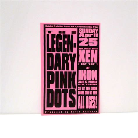 Legendary Pink Dots Poster Vintage 1990s In Concert Band Etsy