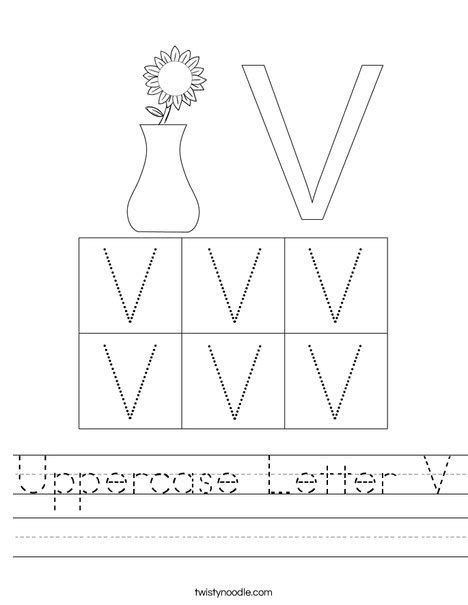 Uppercase Letter V Worksheet Twisty Noodle