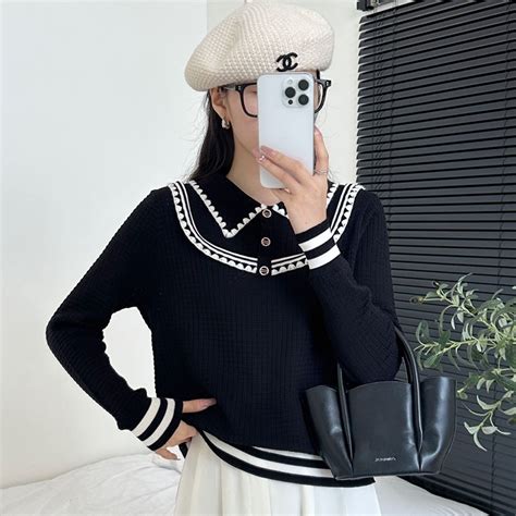 Jual Sweater O Neck Chanel Style Atasan Rajutanslimfit Wanita Sweater