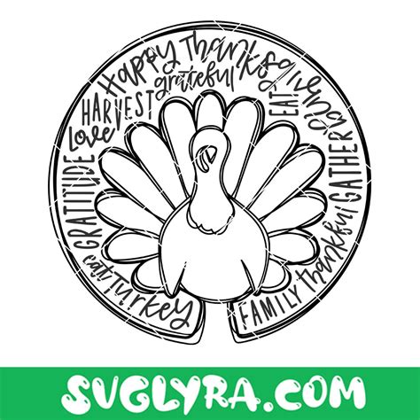 Turkey Word Art Svg, Thanksgiving Svg, Turkey Svg, Turkey Circle Svg, Happy Thanksgiving Svg ...