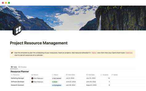 Project Resource Management Notion Template