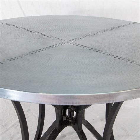 Hammered Zinc Round Tabletop W Rivets Pattern In 2021 Zinc Table