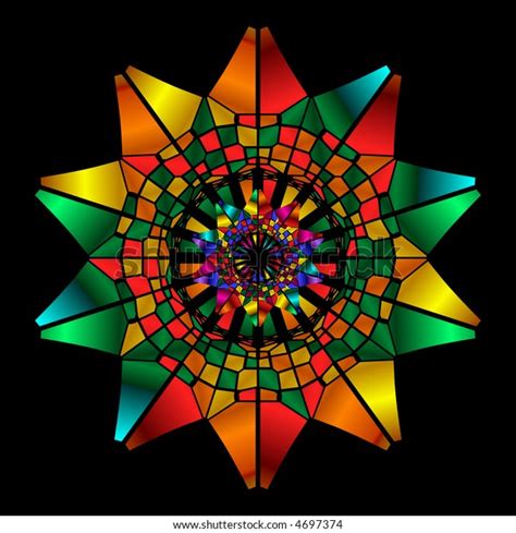 Rainbow Colored Stained Glass Kaleidoscope Stock Illustration 4697374