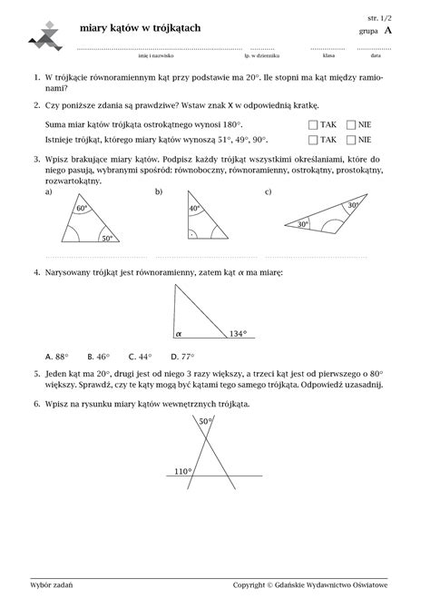 8 kl5 Miary kątów w trójkątach miary kątów w trójkątach Studocu