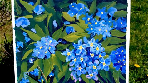 How To Paint Simple Forget Me Not Flowers Live Acrylic April 9 Youtube