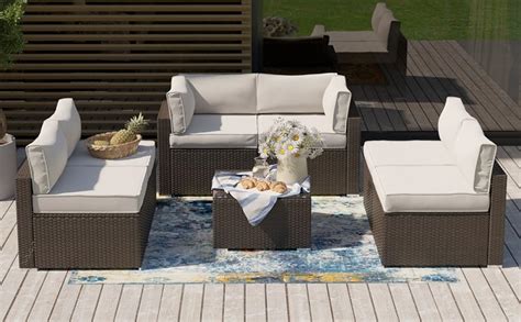 Amazon Sunbury Piece Outdoor Sectional Wicker Sofa In Off White