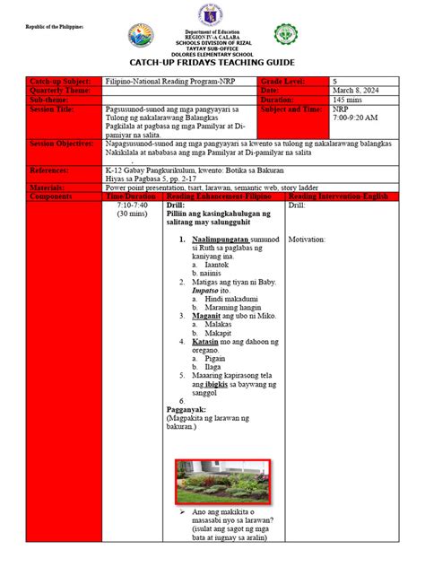 Catch Up Friday Lesson Plan Pdf