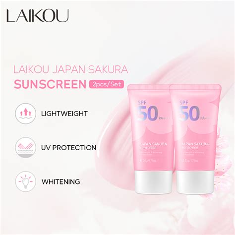 Laikou Sakura Spf50 Pa Waterproof Body Sunscreen 50g 2pcs