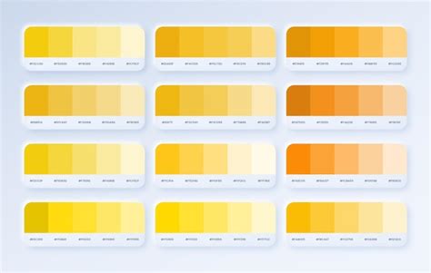 Establezca La Paleta De Colores Pantone Amarillo Y Naranja En Rgb Hex