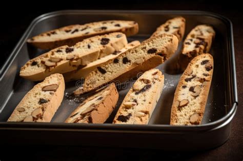 Tray Of Freshly Baked Biscotti Ready To Be Eaten With A Cup Of Hot