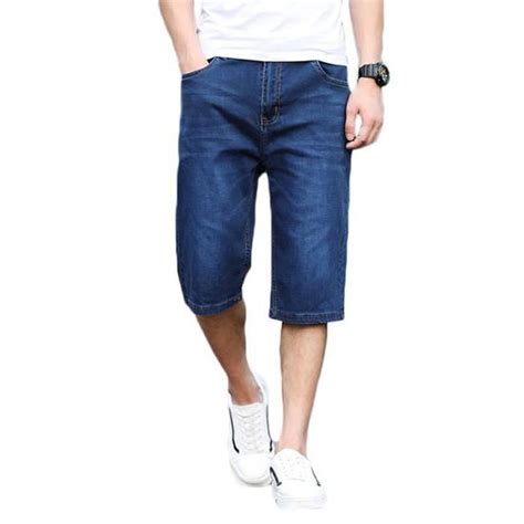 Pantacourt Homme En Jeans Stretch Regular Droite Casual Pantalon Court