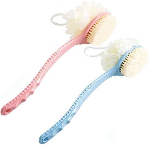 Shower Body Brush With Bristles And Loofah Body Scrubber With Long