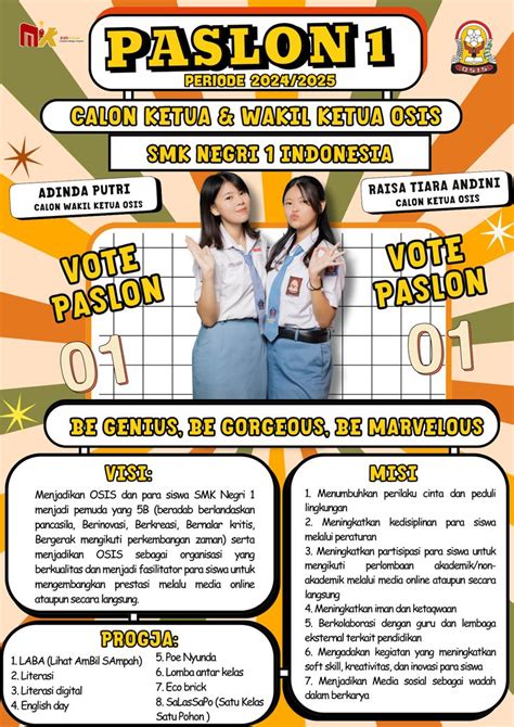 Poster Kandidat Paslon Osis Tema Retro In 2024 Retro Design Poster