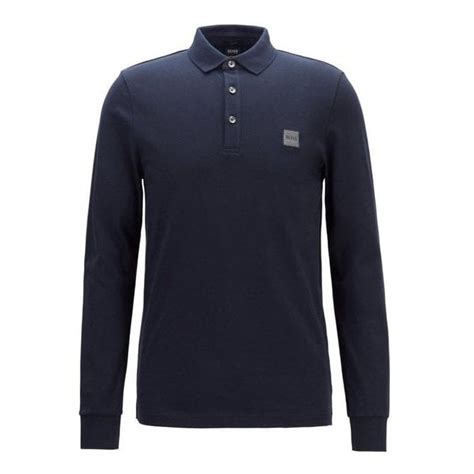 Hugo Boss Long Sleeved Navy Slim Fit Passerby Polo Shirt