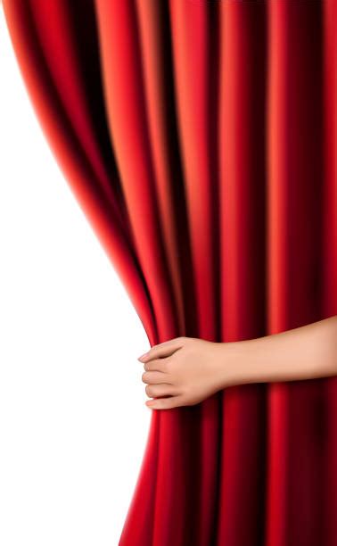 Hand Pulling Back Curtain Stock Vectors Istock