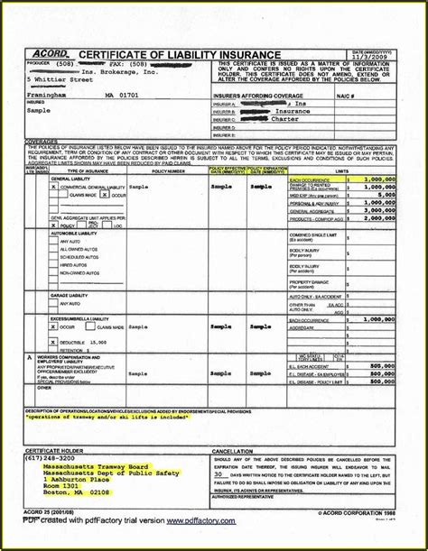 Certificate Of Property Insurance Fillable Form Printable Forms Free