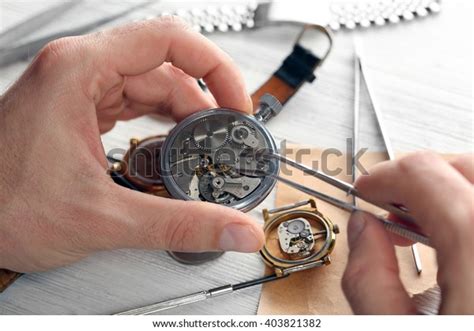 Watchmaker Hands Repairing Mechanism Old Watch Stock Photo Edit Now