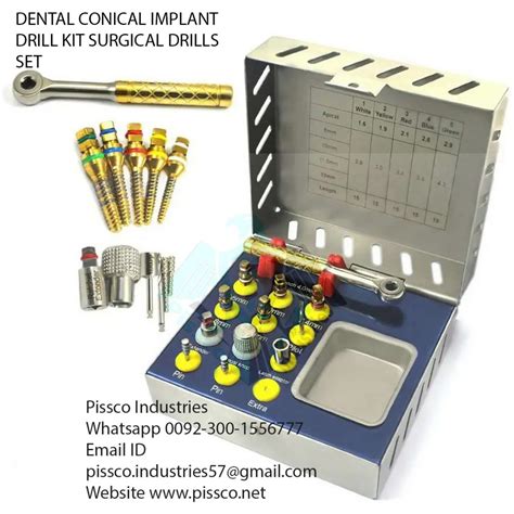 Dental Conical Implant Drill Kit Surgical Drills Set Pissco