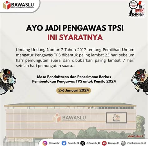 Bawaslu Buka Rekrutmen Pengawas TPS Lihat Syarat Dan Cara Daftar