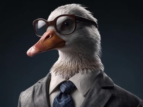 Premium Photo Goose Dressed In A Business Suit And Wearing Glasses