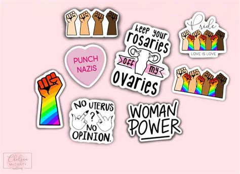 Feminist Sticker Pack Feminist Sticker Set Feminist Ts Etsy Girl Power Stickers Feminist