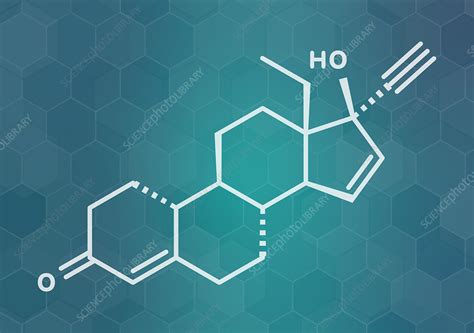 Gestodene progestogen contraceptive molecule, illustration - Stock Image - F028/2912 - Science ...